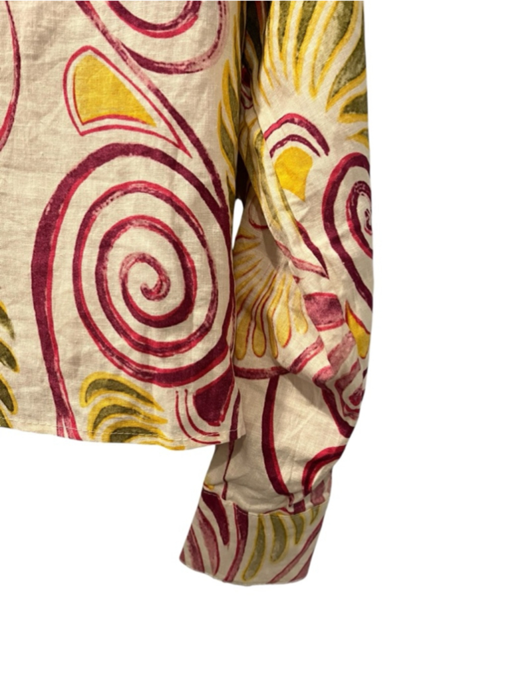 Christian Siriano NY Linen Blend Tie Front Top Retro Paisley Floral Size Medium - Picture 12 of 12